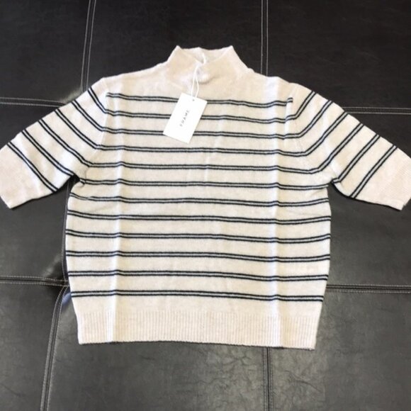 FRAME Stripe Wool & Cashmere Crop Sweater - Picture 5 of 9